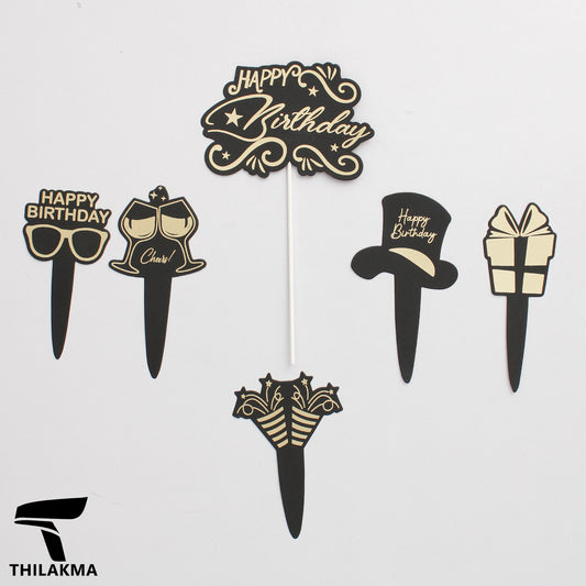 Happy Birthday Cake Topper Set - 6 pcs