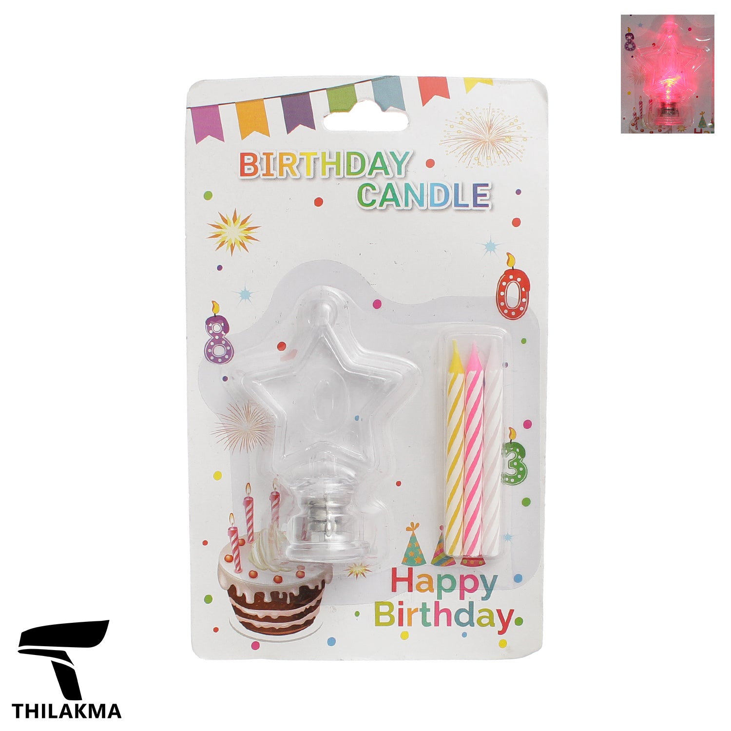 Light Up Birthday Candle Set - Number 0