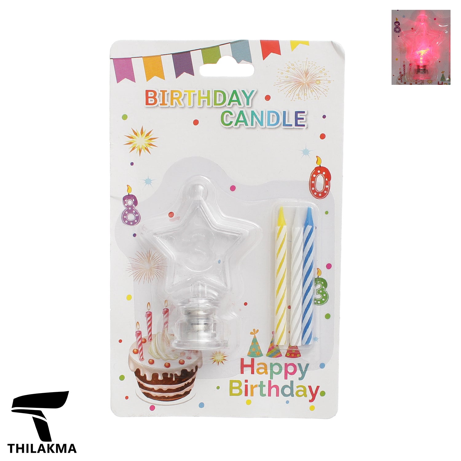 Light Up Birthday Candle Set - Number 3