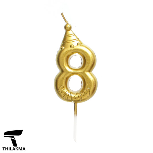 Metallic Birthday Number Candle - 8