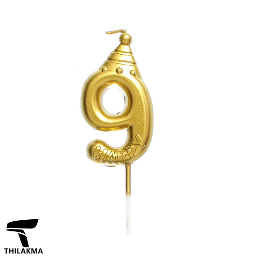 Metallic Birthday Number Candle - 9