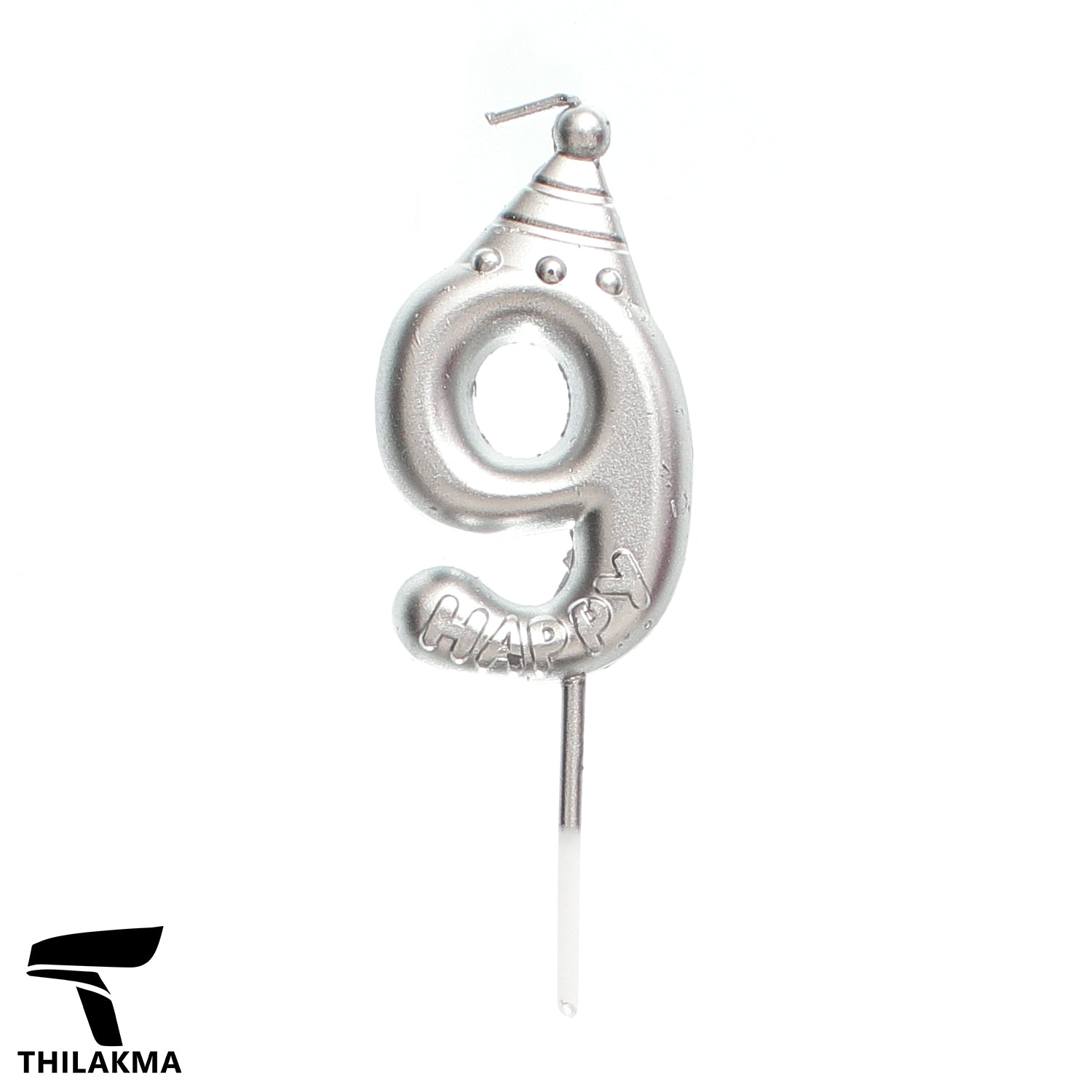 Metallic Birthday Number Candle - 9