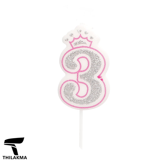 Glitter Birthday Number Candle - 3