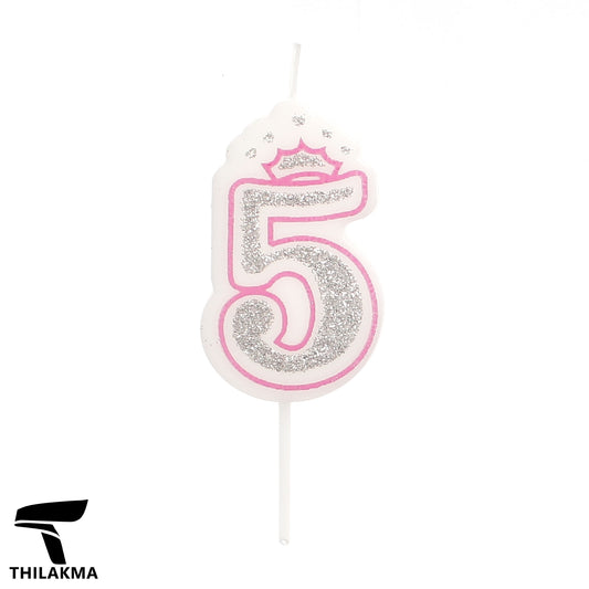Glitter Birthday Number Candle - 5