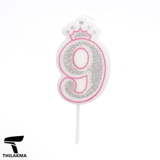 Glitter Birthday Number Candle - 9