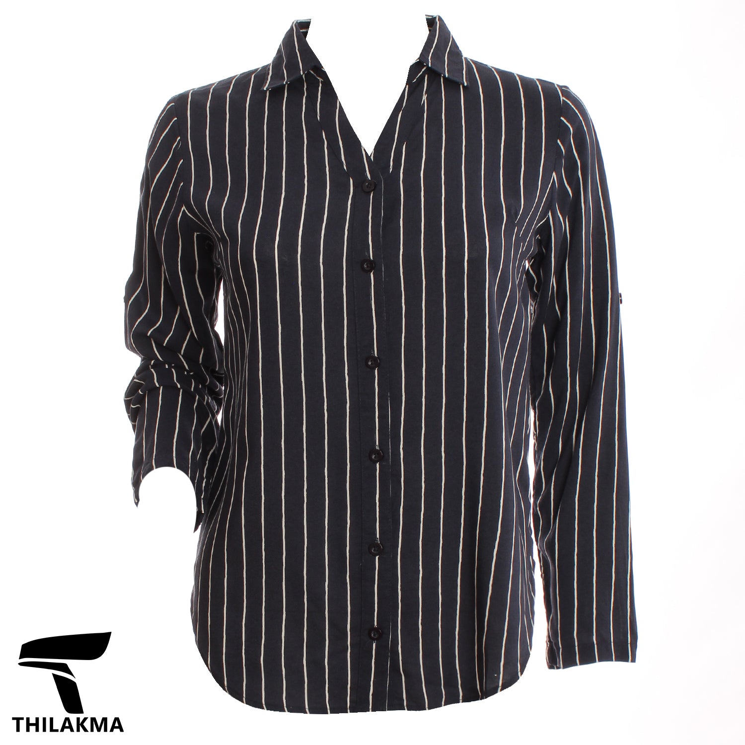 Ladies Stipe Shirt Blouse / Button Up Formal Top