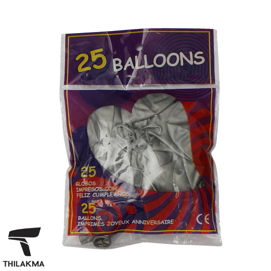 25Pcs Metallic Balloon Set - Silver