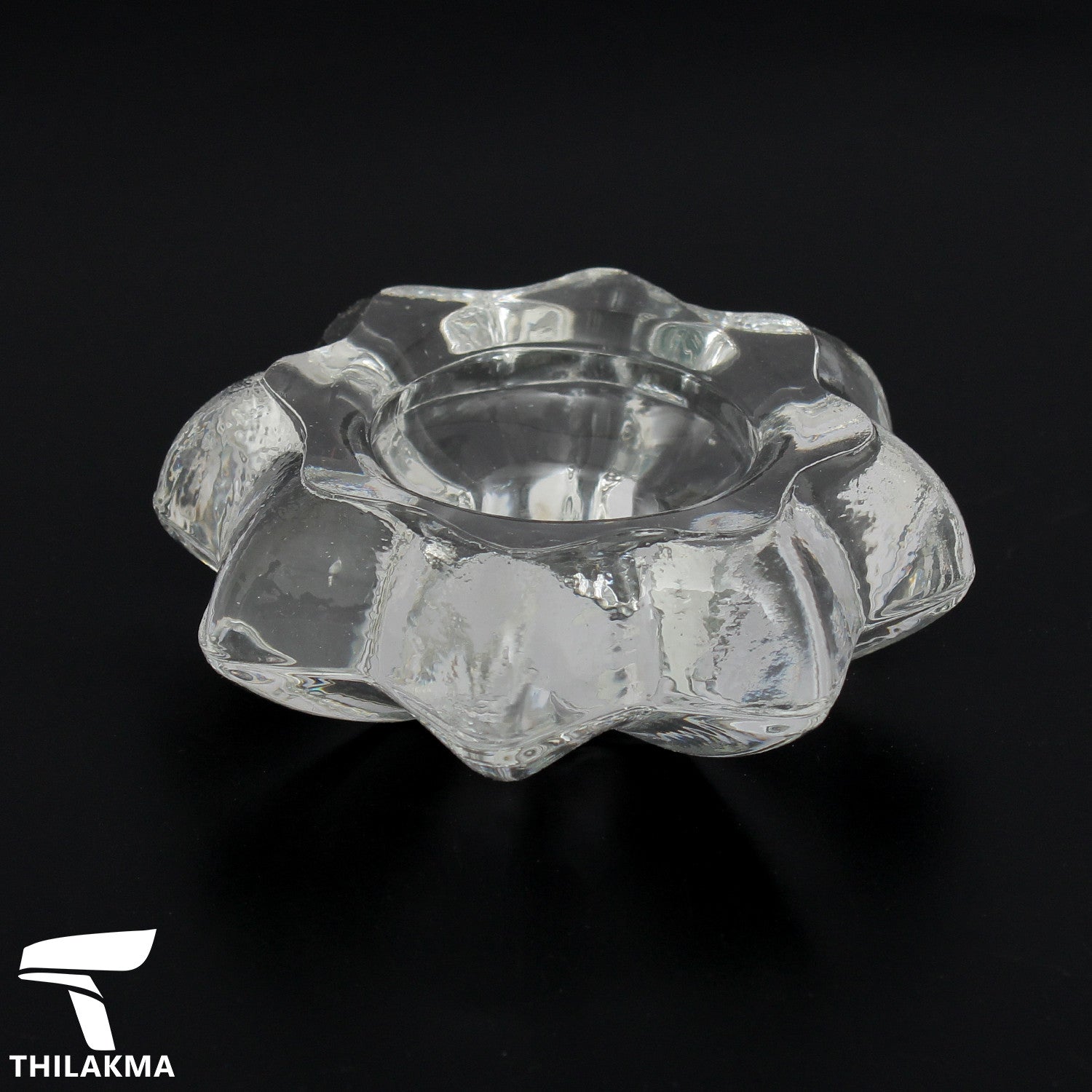 Glass Flower Shaped Tea Candle Holder Set
