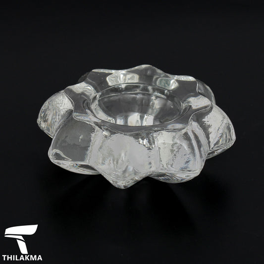 Glass Flower Shaped Tea Candle Holder Set