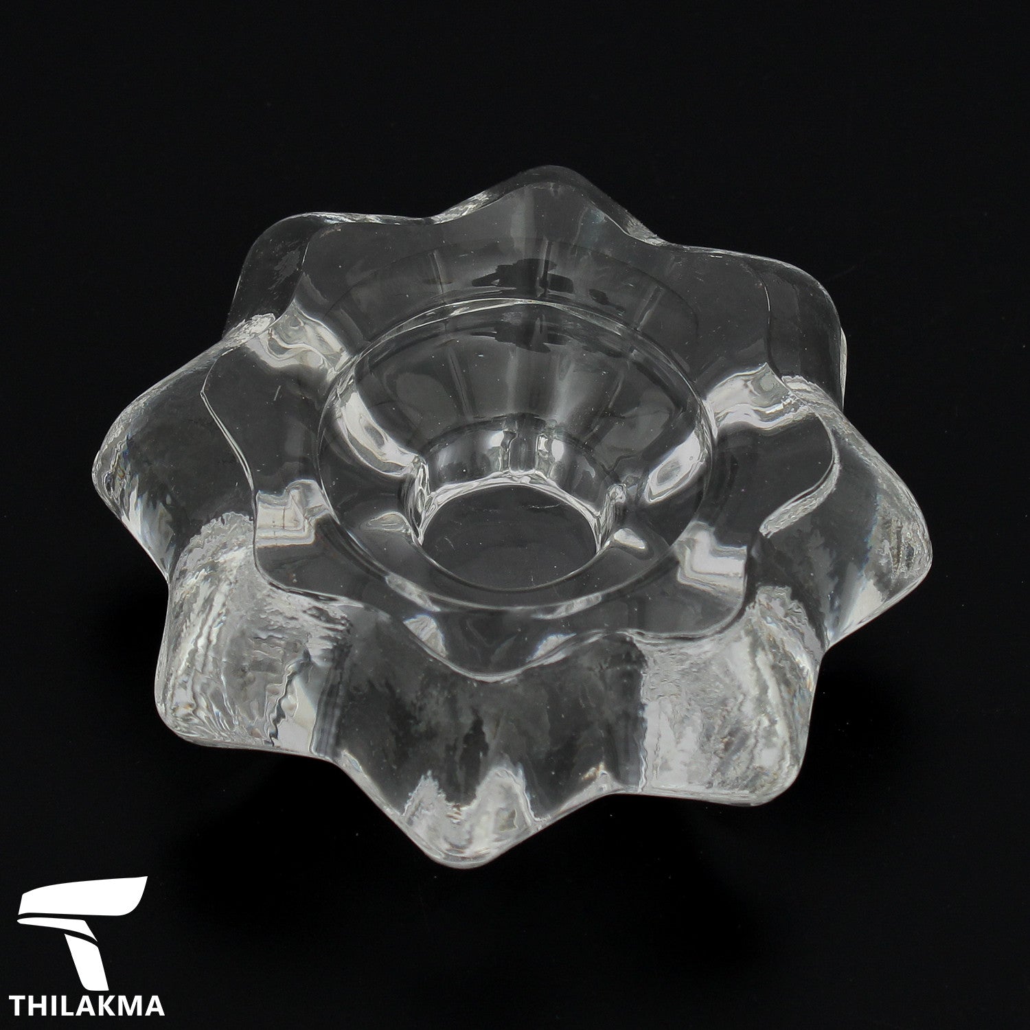Glass Flower Shaped Tea Candle Holder Set