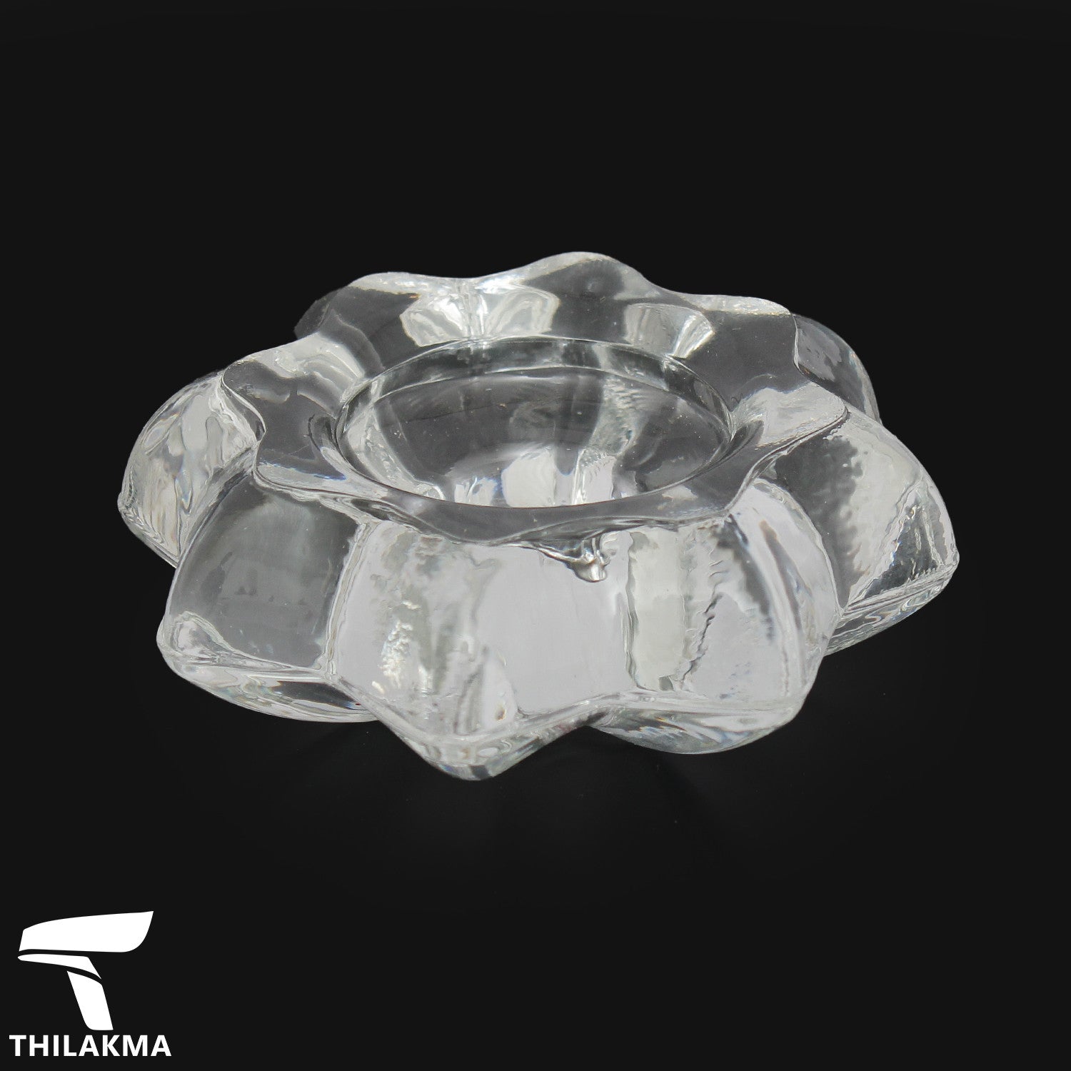 Glass Flower Shaped Tea Candle Holder