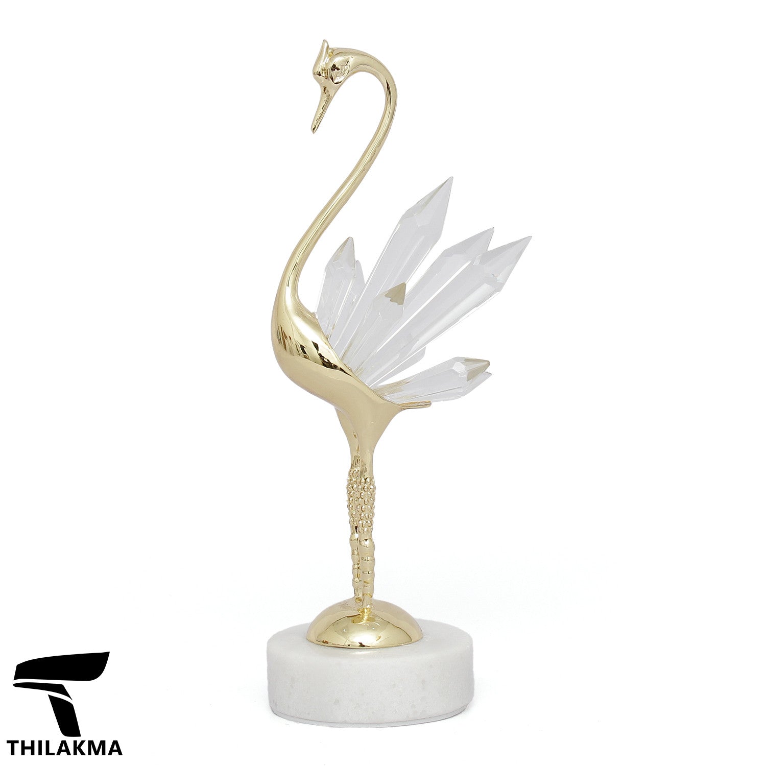 Crystal Glass Gold Swan Ornament