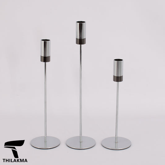 Two Tone Metal Candle Holder Set - 3pcs