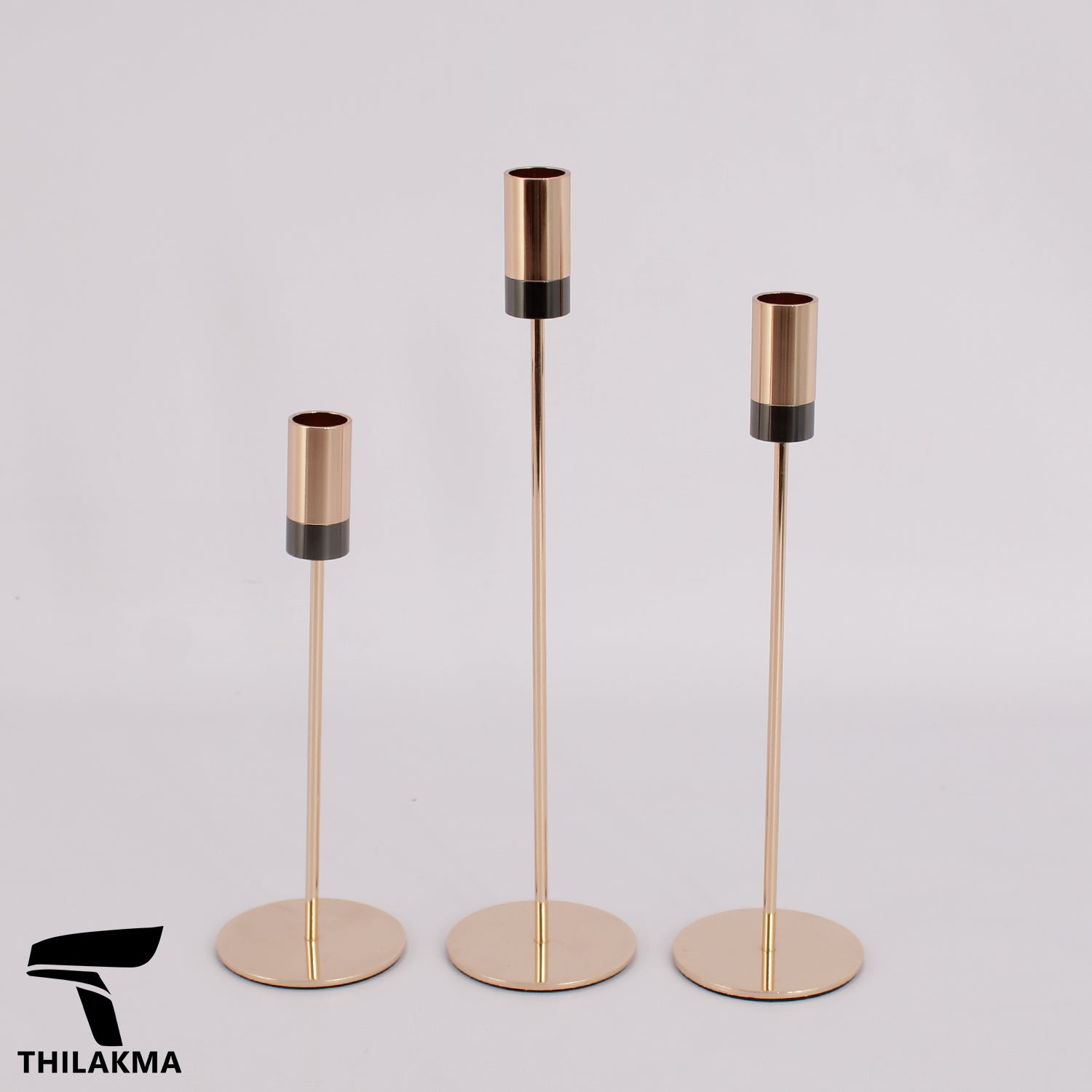 Two Tone Metal Candle Holder Set - 3pcs