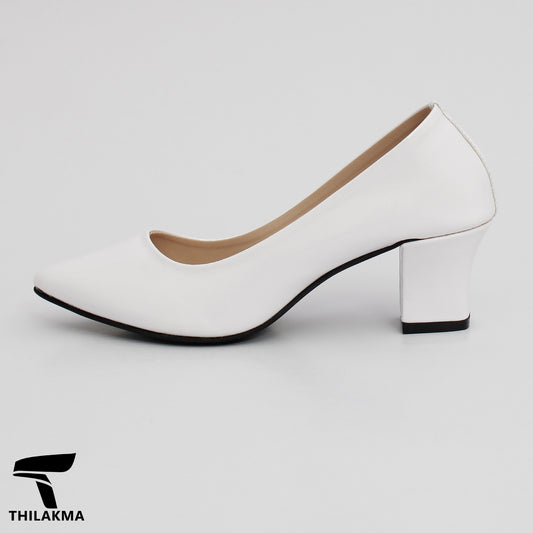 Ladies Block Heel White Shoe