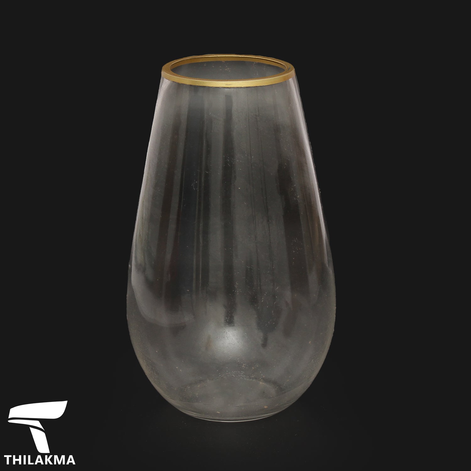 Curved Glass Vase with Gold Edge