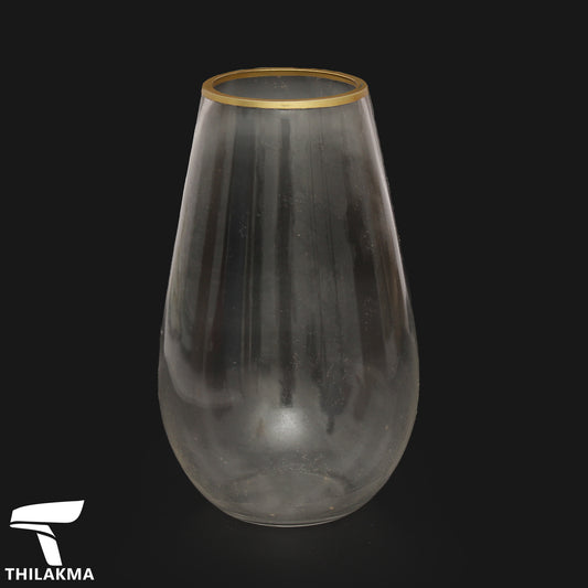 Curved Glass Vase with Gold Edge