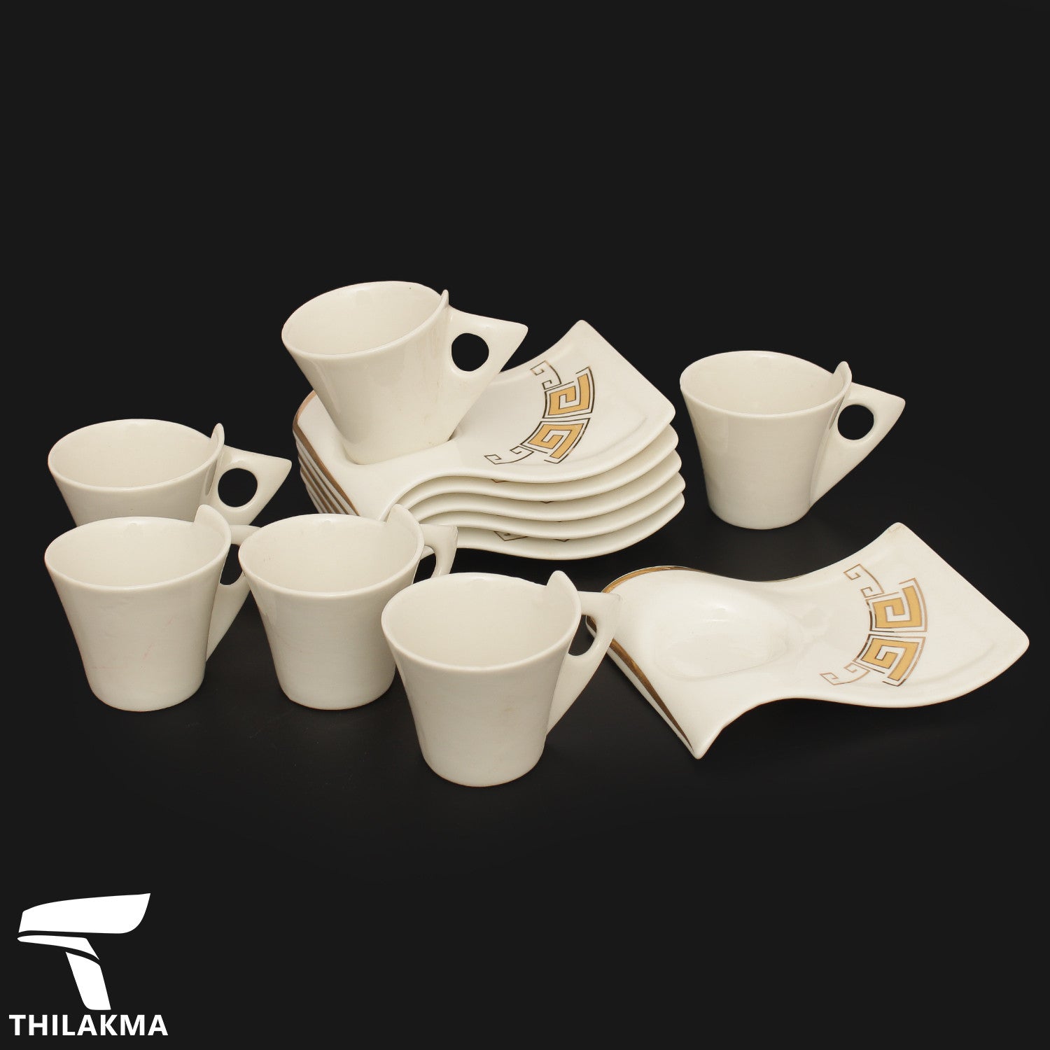 12 pcs Ceramic Tea Cup and Saucer Set
