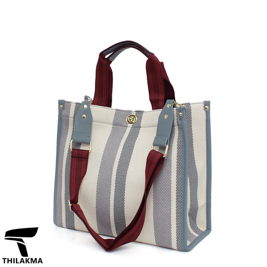 Stripe Shoulder Bag with Adjustable Strap