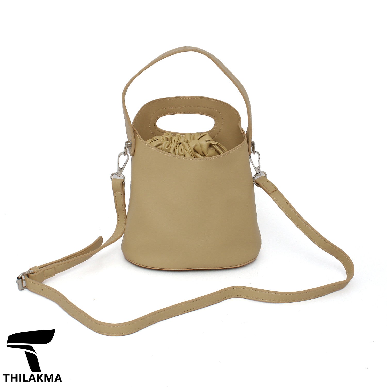 Stylish Solid Color Bucket Bag