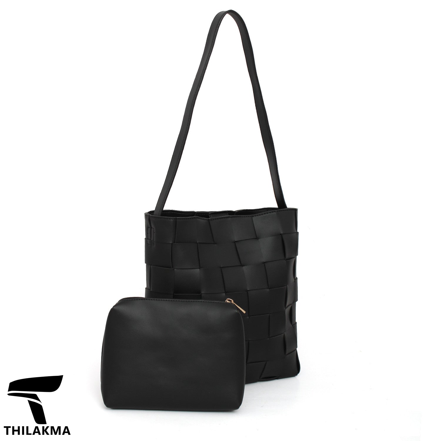 Stylish Woven Shoulder Bag with Pouch