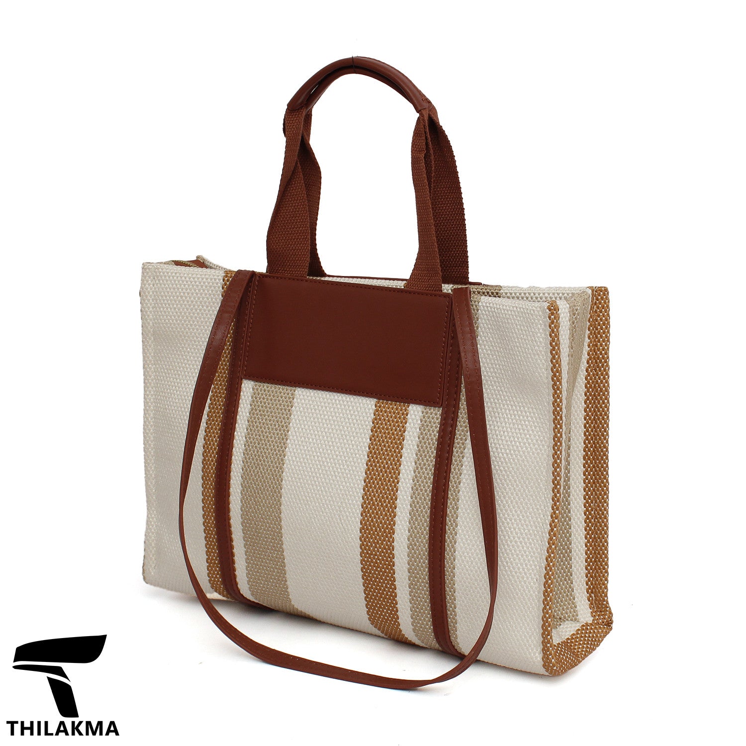Stripe Shoulder Bag with Adjustable Strap