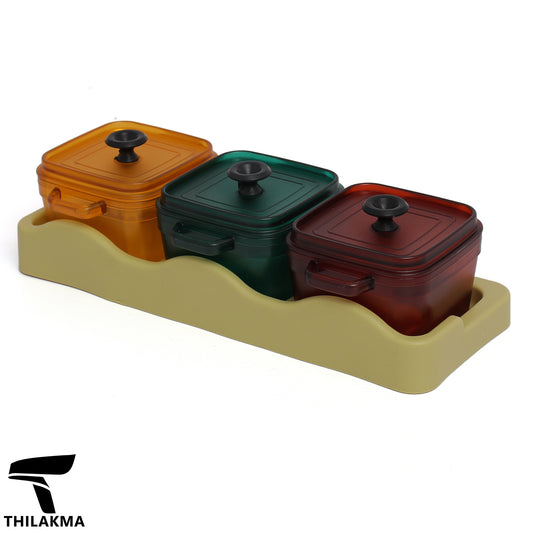 Seasoning Storage Containers With Spoon & Base