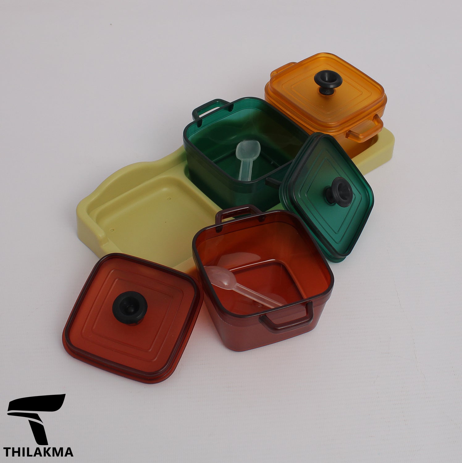 Seasoning Storage Containers With Spoon & Base