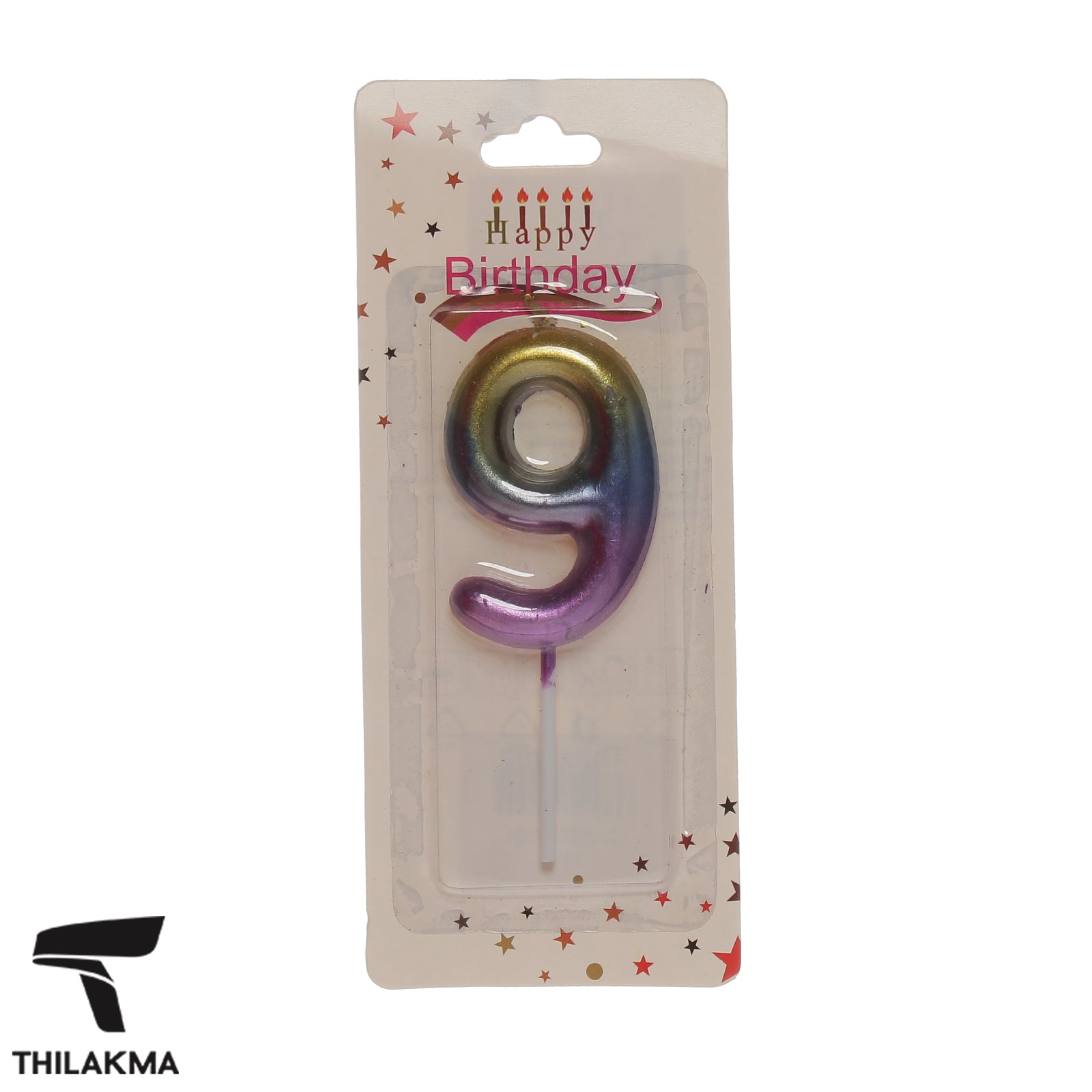 Colourful Metallic Number Candle