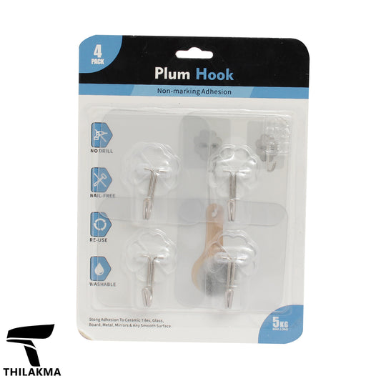 Self Adhesive Plum Hook - 4 pcs