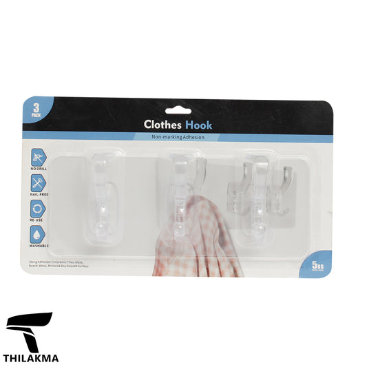Self Adhesive Cloth Hook - 3 pcs