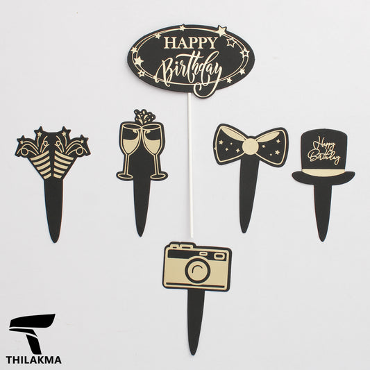 Happy Birthday Cake Topper Set - 6 pcs