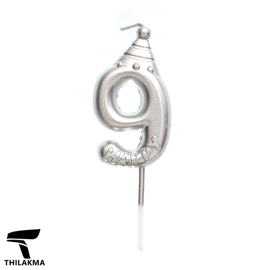 Metallic Birthday Number Candle - 9