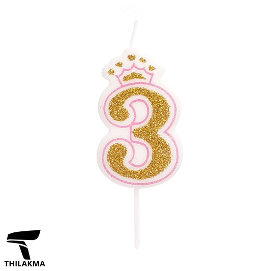 Glitter Birthday Number Candle - 3