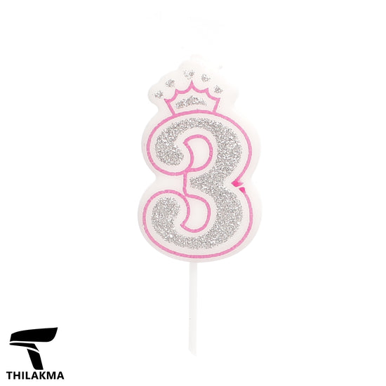 Glitter Birthday Number Candle - 3