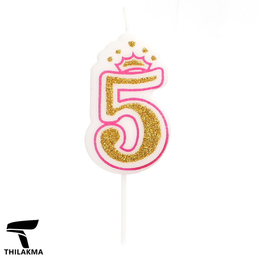 Glitter Birthday Number Candle - 5