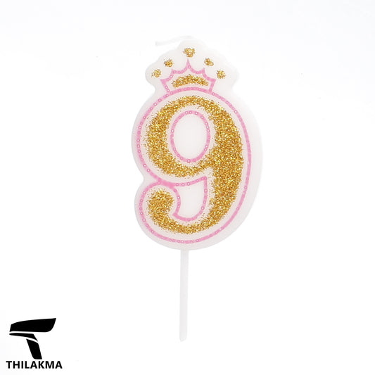 Glitter Birthday Number Candle - 9