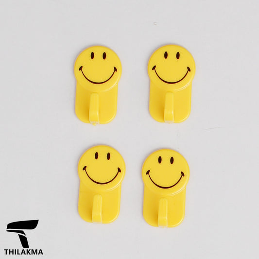 Self Adhesive Smiley Face  Hooks - 4 pcs