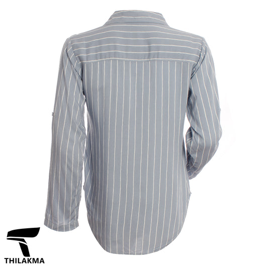 Ladies Stipe Shirt Blouse / Button Up Formal Top