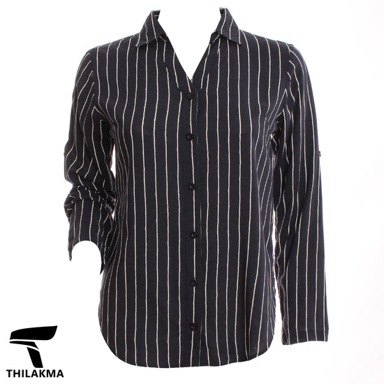 Ladies Stipe Shirt Blouse / Button Up Formal Top