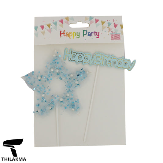 Happy Birthday Cake Topper with Star