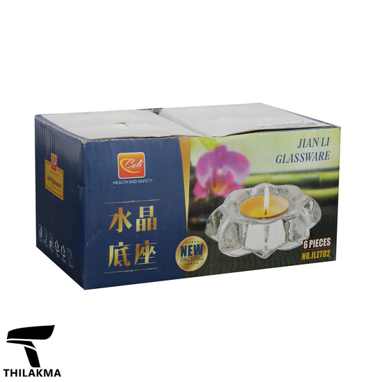 Glass Flower Shaped Tea Candle Holder Set