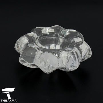 Glass Flower Shaped Tea Candle Holder Set