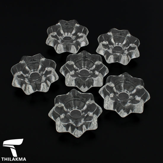 Glass Flower Shaped Tea Candle Holder Set