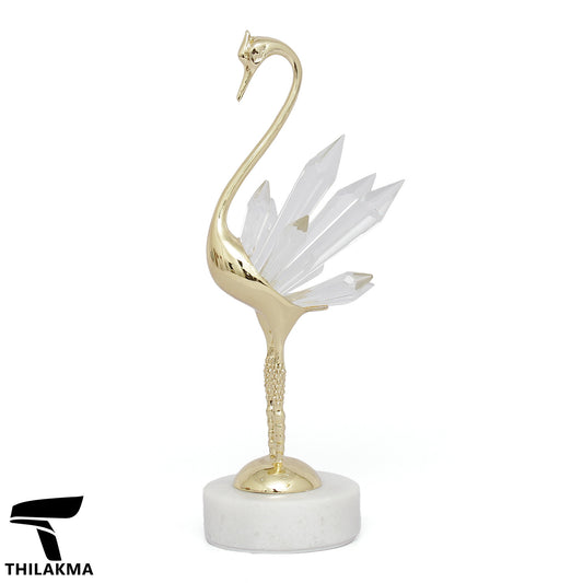 Crystal Glass Gold Swan Ornament