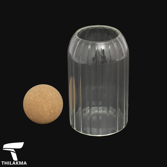 Rib Glass Jar with  Cork Ball Lid - 750ml