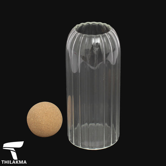 Rib Glass Jar with  Cork Ball Lid - 1000ml
