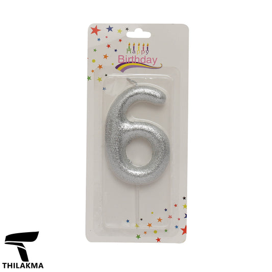 Shiny Number Candle - 6
