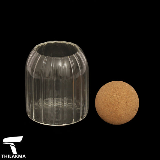 Rib Glass Jar with Cork Ball Lid- 450ml