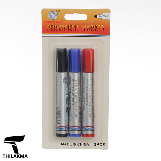 Black / Blue / Red Permanent Marker Set - 3Pcs